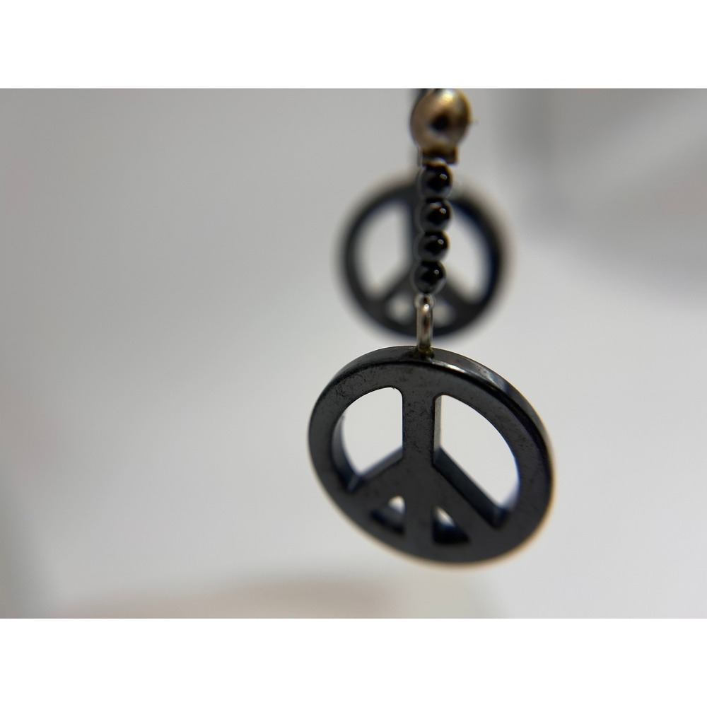 Unbranded Peace Sign Earrings Womens OS Gray Good Hematite Boho Dangle Drop